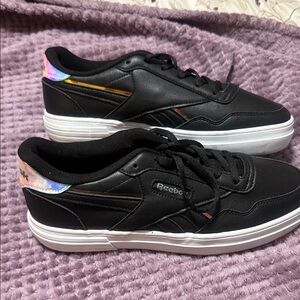 Reebok Men's Black and Iridescent Sneakers